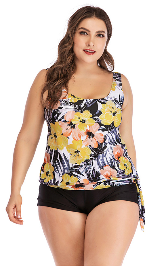 F4781 Plus Size Print Tankini Swimjupmsuit Swimsuit Beachwear Padded Swimwear